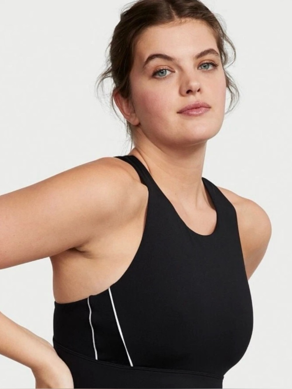 Victoria's Secret High Neck Black
Sport Bra Medium support, Strappy Back, Size L